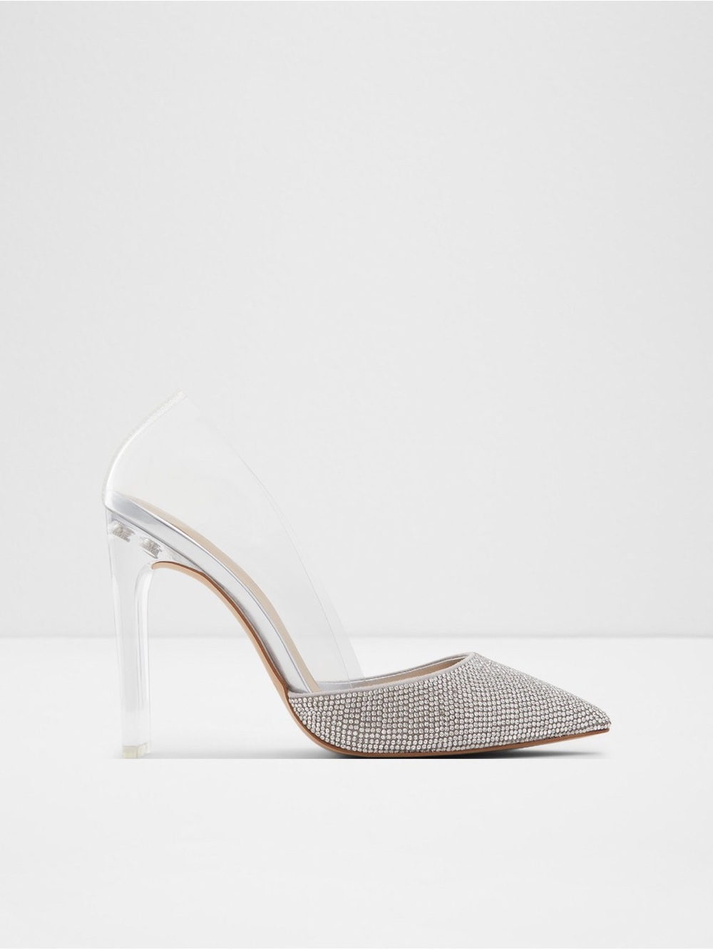 ALDO Violetta Crystal Embellished Silver/Clear Pumps - Size 6